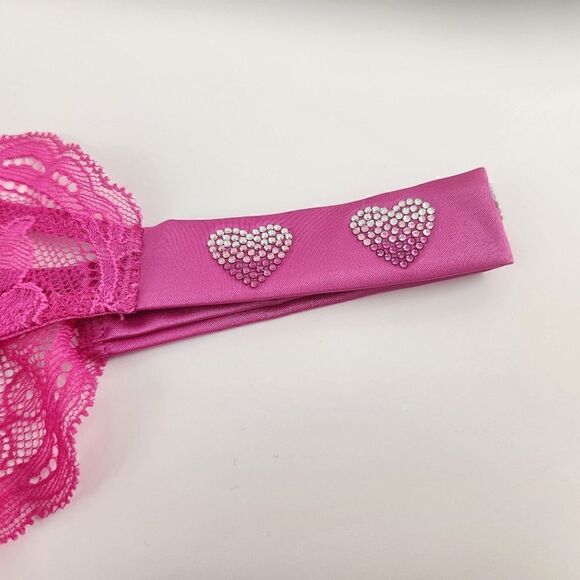 LARGE {Victoria's Secret} Lace Heart Bling Brazilian Panty - Picture 3 of 6